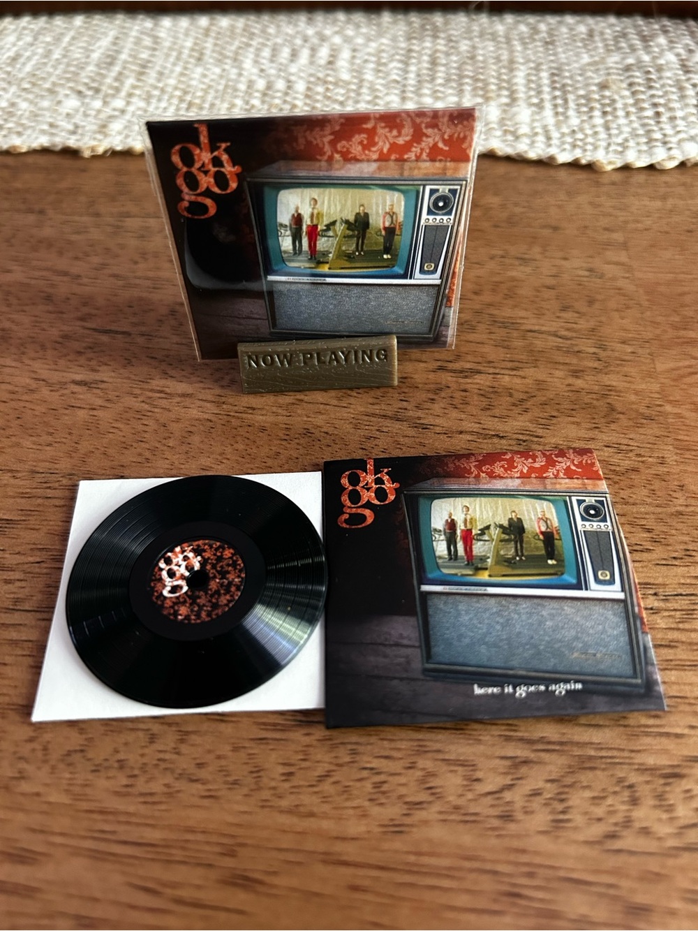 OK Go Mini Vinyl Display is with Vintage TV Artwork - Black & Orange